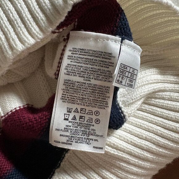 Brooks Brothers V Neck Cotton Tennis Sweater - Men's Size XL - Cream - Picture 5 of 7